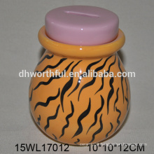 Unique design ceramic coin bank / money bank with zebra-stripe painting